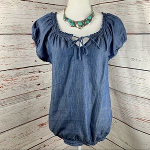 Old Navy Chambray Denim Peasant Blouse Women’s Small